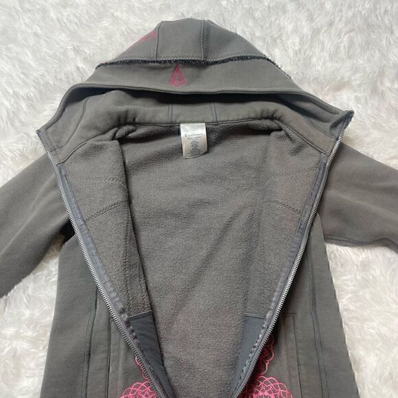 Ivivva Girls Size 10 Gray Pink Full Zip Scuba Hoodie SweatshirtâJacketâCoat - Picture 5 of 13